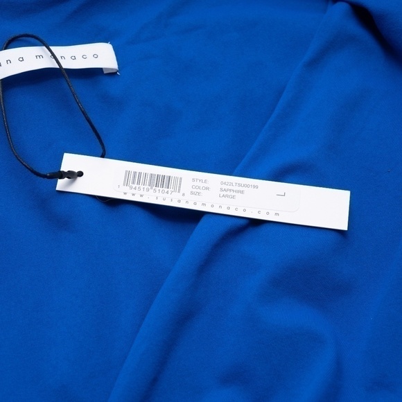 Susana Monaco Gathered V-Neck Stretch Romper | Sapphire Blue | L | NWT - Picture 6 of 12